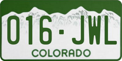 CO license plate 016JWL
