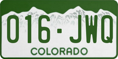 CO license plate 016JWQ