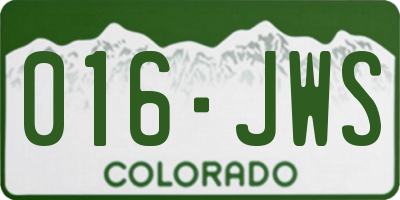 CO license plate 016JWS