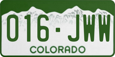 CO license plate 016JWW