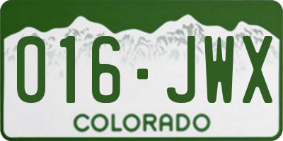 CO license plate 016JWX