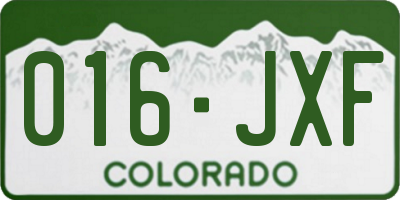 CO license plate 016JXF