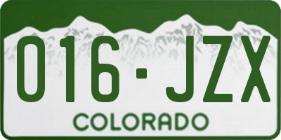 CO license plate 016JZX