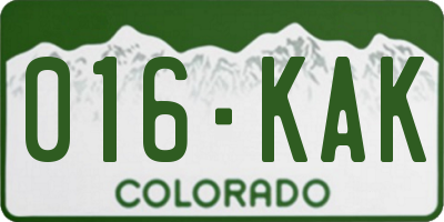 CO license plate 016KAK