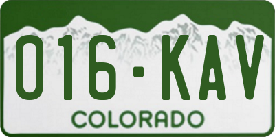CO license plate 016KAV