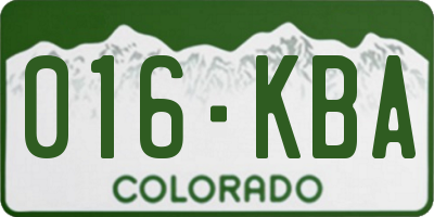 CO license plate 016KBA