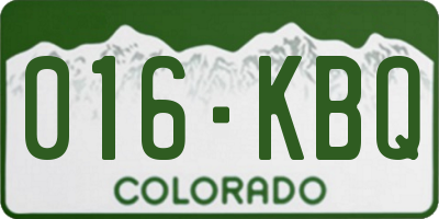 CO license plate 016KBQ