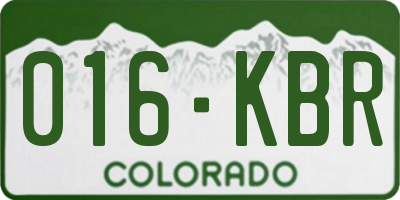 CO license plate 016KBR