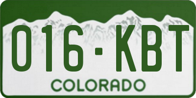 CO license plate 016KBT
