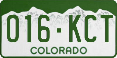 CO license plate 016KCT