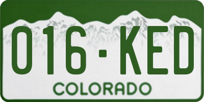 CO license plate 016KED
