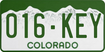 CO license plate 016KEY