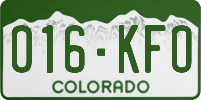 CO license plate 016KFO