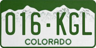 CO license plate 016KGL