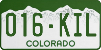 CO license plate 016KIL