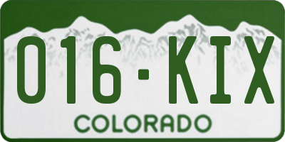 CO license plate 016KIX