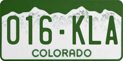 CO license plate 016KLA