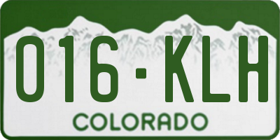 CO license plate 016KLH