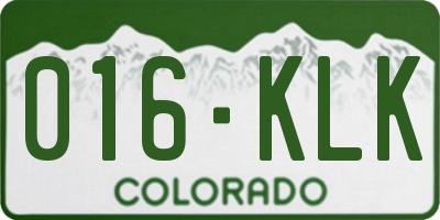 CO license plate 016KLK