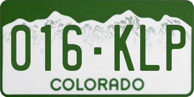 CO license plate 016KLP