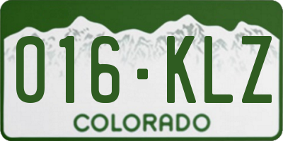 CO license plate 016KLZ