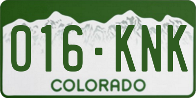 CO license plate 016KNK