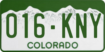 CO license plate 016KNY