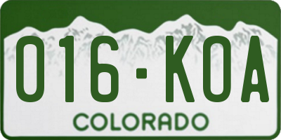 CO license plate 016KOA