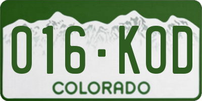 CO license plate 016KOD