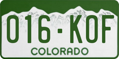 CO license plate 016KOF