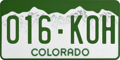 CO license plate 016KOH