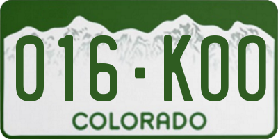 CO license plate 016KOO