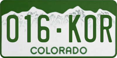 CO license plate 016KOR