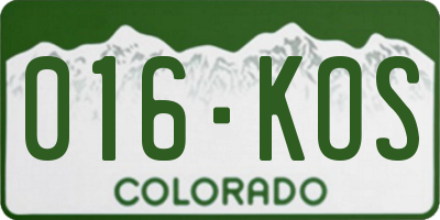 CO license plate 016KOS