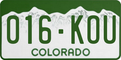 CO license plate 016KOU