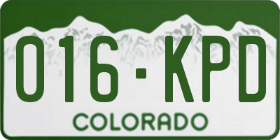 CO license plate 016KPD