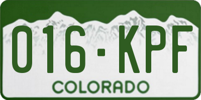CO license plate 016KPF