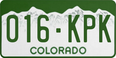 CO license plate 016KPK