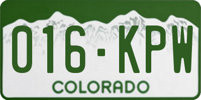CO license plate 016KPW