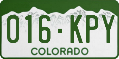 CO license plate 016KPY