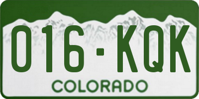 CO license plate 016KQK