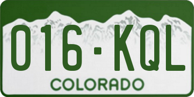 CO license plate 016KQL