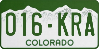 CO license plate 016KRA