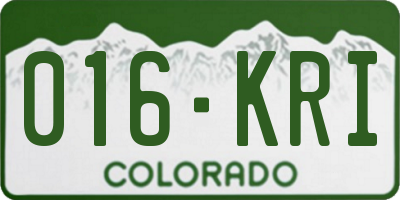 CO license plate 016KRI