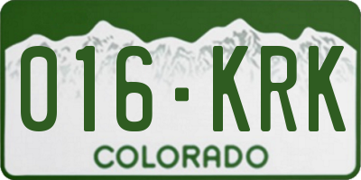 CO license plate 016KRK