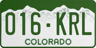 CO license plate 016KRL