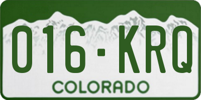 CO license plate 016KRQ