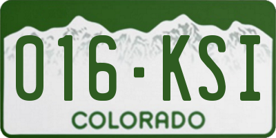 CO license plate 016KSI