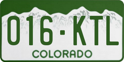 CO license plate 016KTL