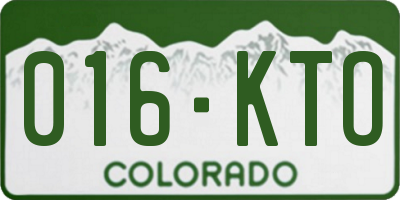 CO license plate 016KTO